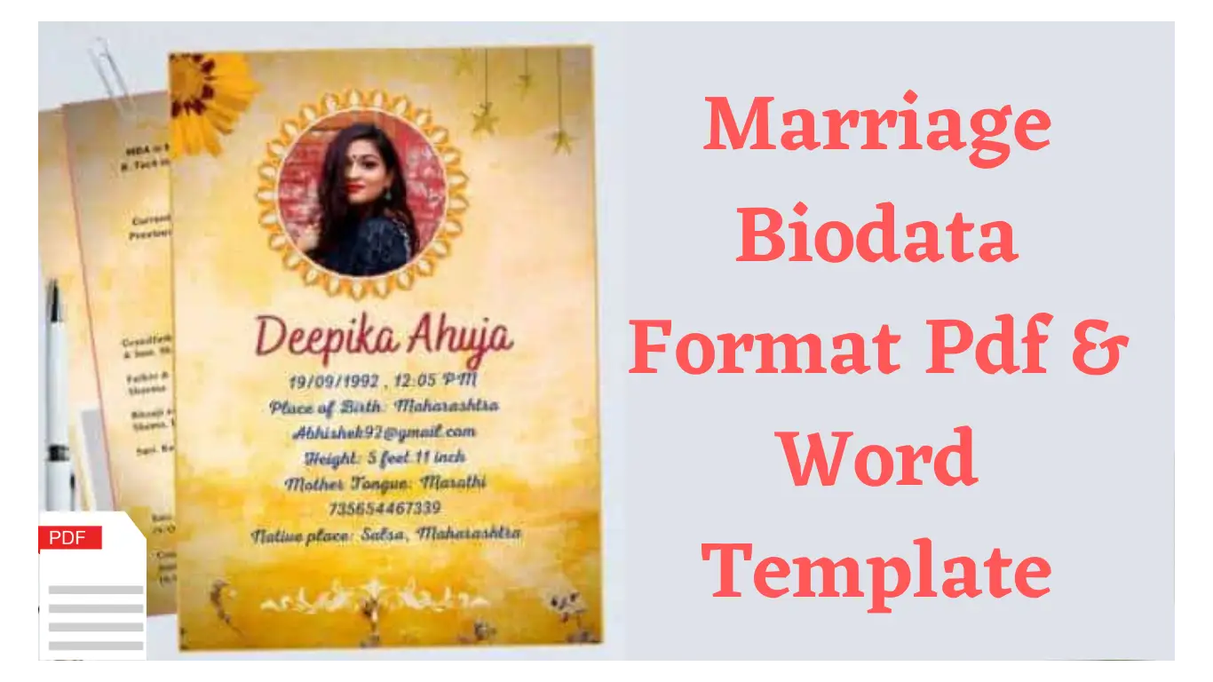 Marriage Biodata Format Pdf