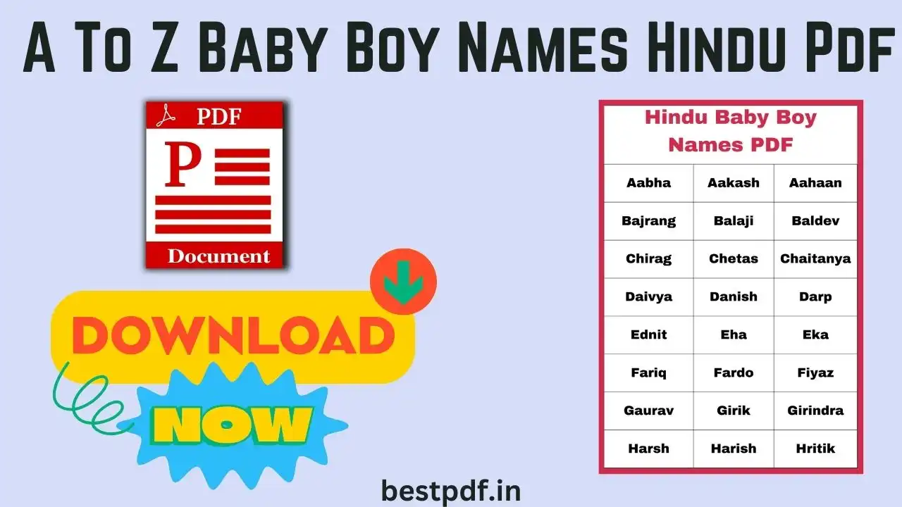 A To Z Hindu Baby Boy PDF Names